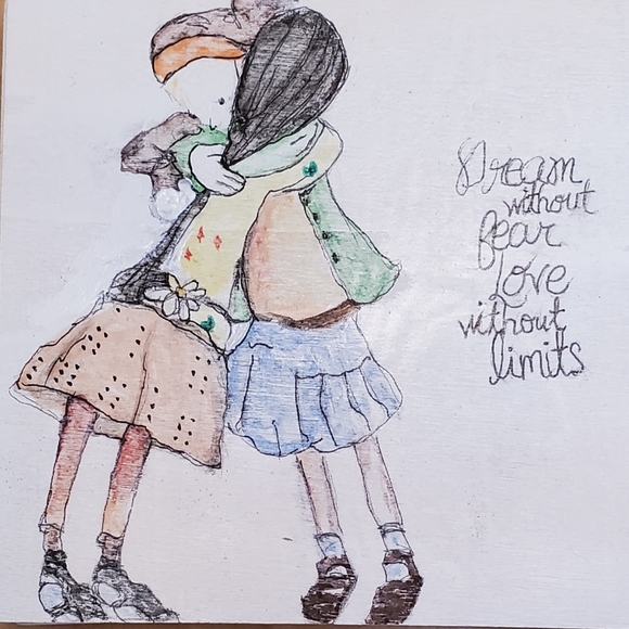 Hand-painted Wood Tile,  5x5 inches,  Can Write Your Own Message On The Back. - Picture 6 of 16